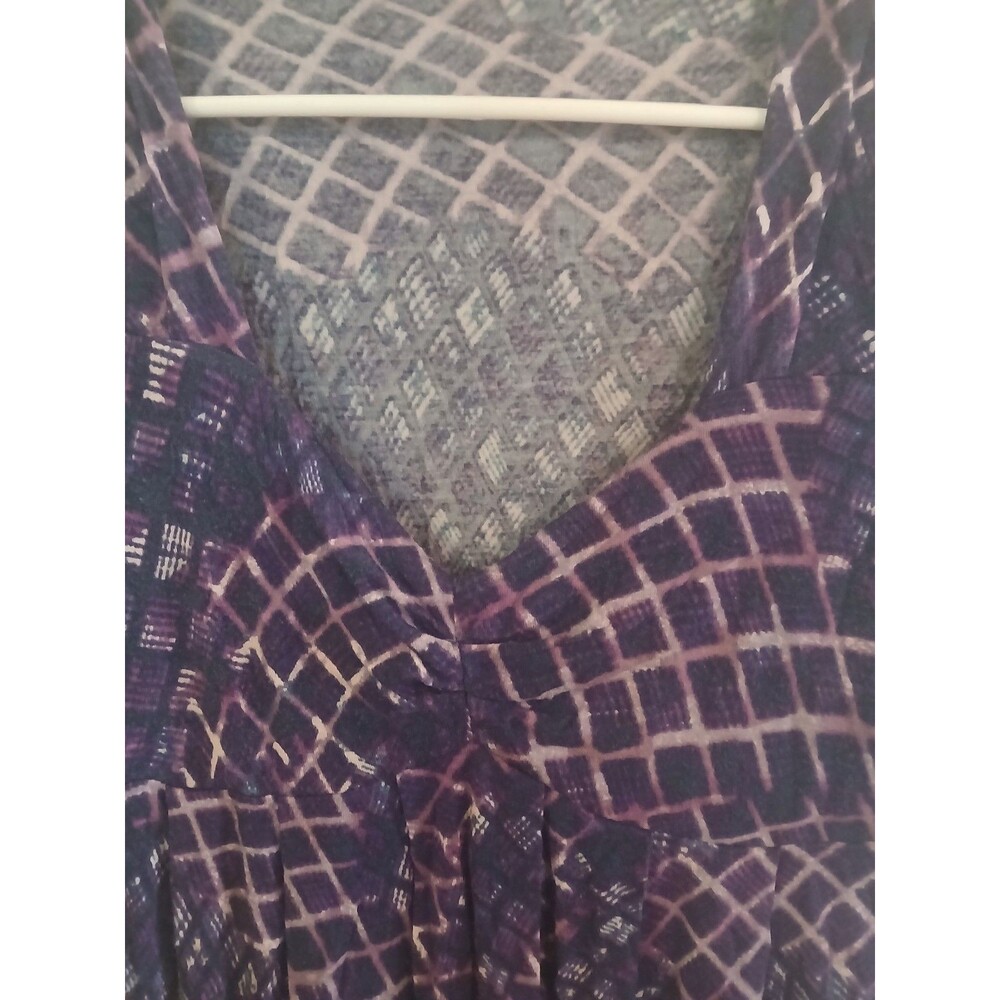 Y2K V-Neck Babydoll Long Sleeve Blouse Purple Tie Dye Whimsigoth Fairy - Picture 3 of 4
